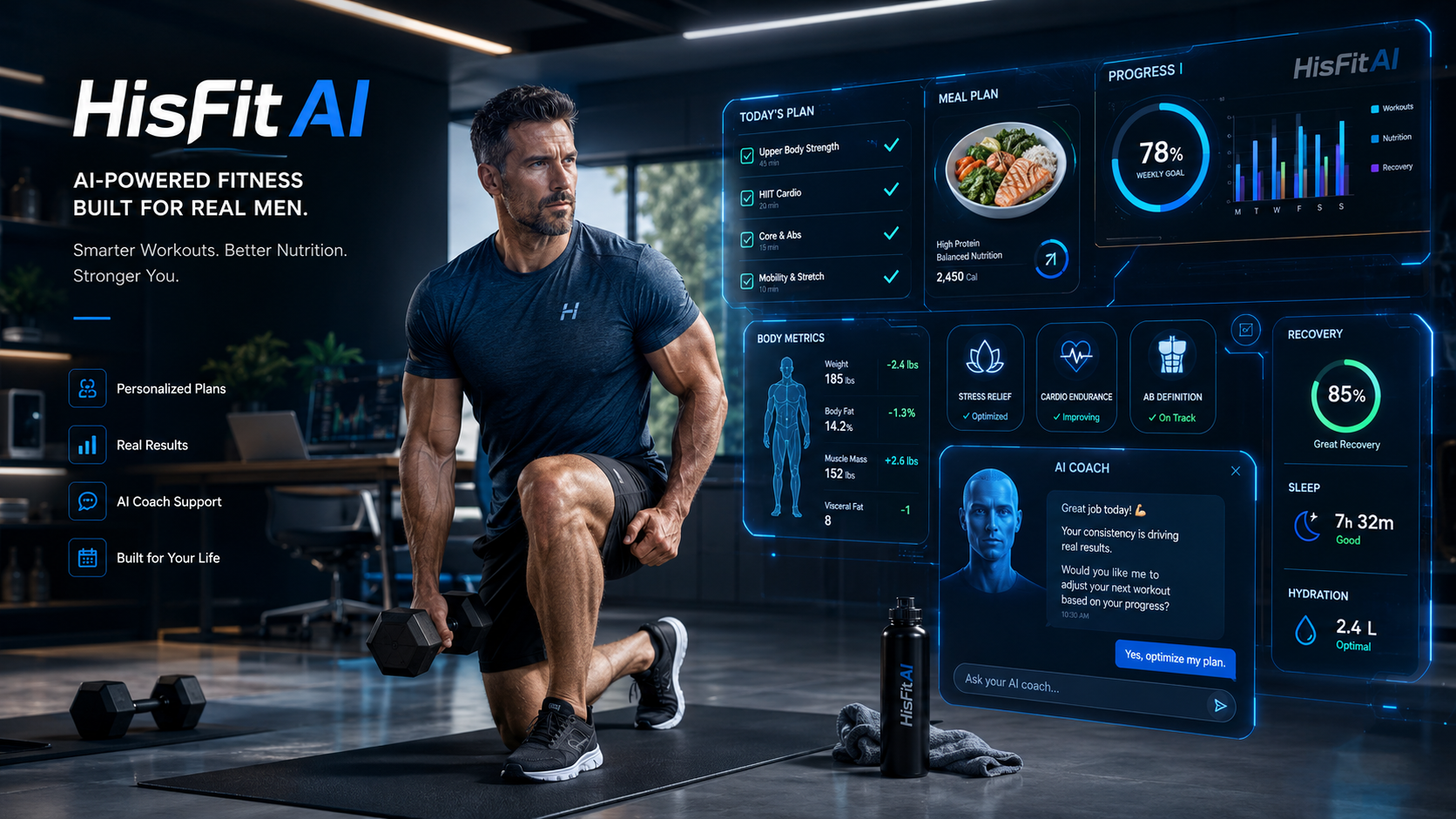 HisFitAI — AI-powered fitness dashboard for busy men